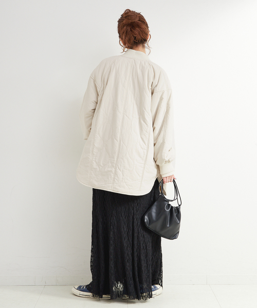 B.C STOCK（ベーセーストック）の「《追加5》保温 / リブ付き中綿ブルゾン（ブルゾン・レディース・ブラック/カーキ/アイボリー・FREE）」の15枚目の写真