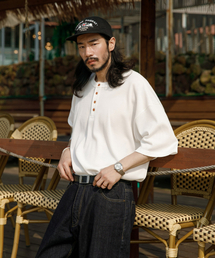 RUGGED HOUSE（ラギッドハウス）の「レトロヘンリーネックワッフル半袖Tシャツアイボリー（Tシャツ/カットソー）」
