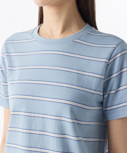 MUSINSA STANDARD WOMAN（ムシンサスタンダードウーマン）の「ウィメンズマルチストライプクルーネックTシャツ1 [クラウディブルー]（Tシャツ/カットソー・レディース・その他・SMALL/MEDIUM/X-SMALL/LARGE）」の5枚目の写真