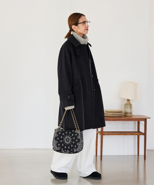 FRAMeWORK（フレームワーク）の「≪追加≫ラムウールMIXシャルムバルカラーコート 4（ステンカラーコート・レディース・ネイビー/ブラック・38/36）」の6枚目の写真