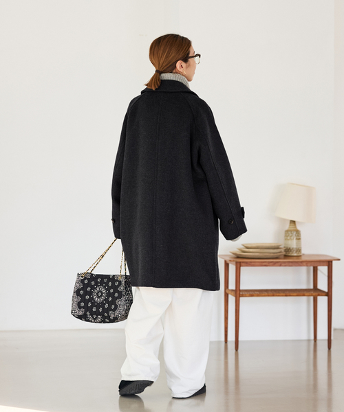 FRAMeWORK（フレームワーク）の「≪追加≫ラムウールMIXシャルムバルカラーコート 4（ステンカラーコート・レディース・ネイビー/ブラック・38/36）」の7枚目の写真