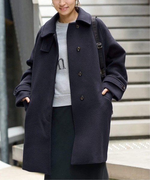 FRAMeWORK（フレームワーク）の「≪追加≫ラムウールMIXシャルムバルカラーコート 4（ステンカラーコート・レディース・ネイビー/ブラック・38/36）」の16枚目の写真