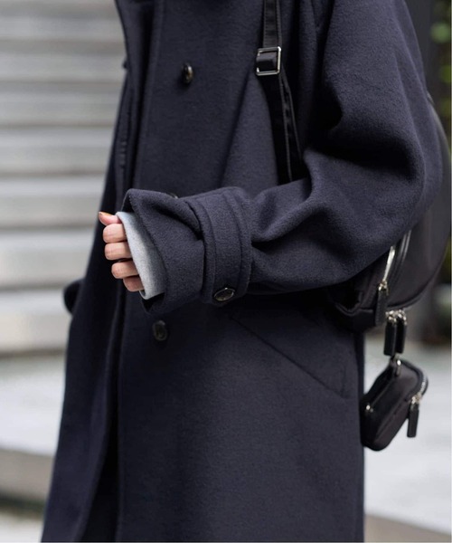 FRAMeWORK（フレームワーク）の「≪追加≫ラムウールMIXシャルムバルカラーコート 4（ステンカラーコート・レディース・ネイビー/ブラック・38/36）」の18枚目の写真