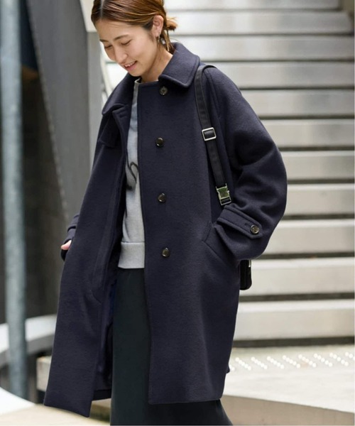 FRAMeWORK（フレームワーク）の「≪追加≫ラムウールMIXシャルムバルカラーコート 4（ステンカラーコート・レディース・ネイビー/ブラック・38/36）」の2枚目の写真