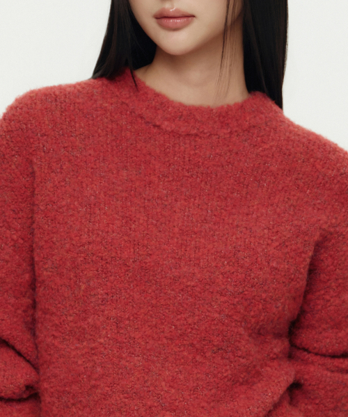 MUSINSA STANDARD WOMAN（ムシンサスタンダードウーマン）の「ウィメンズブークルリラックスクルーネックニット[レッド]（ニット/セーター・レディース・その他・MEDIUM/SMALL/LARGE/X-SMALL）」の5枚目の写真