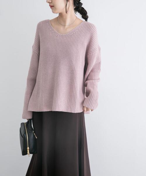 ITEMS URBANRESEARCH(アイテムズ アーバンリサーチ)の「畦Vネックニット×キャミワンピースSET(ワンピース・レディース・ピンク/ライトグレー/ベージュ・FREE)」の14枚目の写真