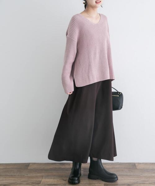 ITEMS URBANRESEARCH(アイテムズ アーバンリサーチ)の「畦Vネックニット×キャミワンピースSET(ワンピース・レディース・ピンク/ライトグレー/ベージュ・FREE)」の15枚目の写真