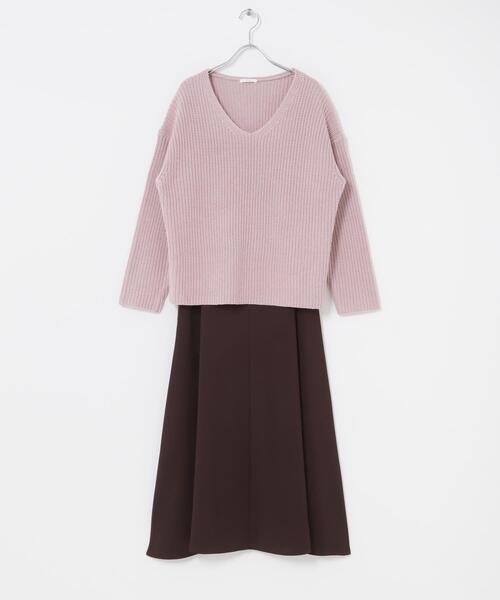 ITEMS URBANRESEARCH(アイテムズ アーバンリサーチ)の「畦Vネックニット×キャミワンピースSET(ワンピース・レディース・ピンク/ライトグレー/ベージュ・FREE)」の19枚目の写真