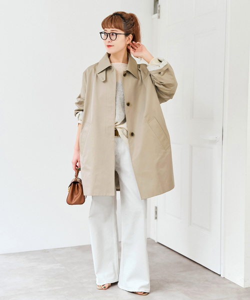 Spick & Span（スピックアンドスパン）の「T/Cギャバステンカラーハーフコート（ステンカラーコート・レディース・ベージュ系その他/ベージュ・38/36）」の3枚目の写真