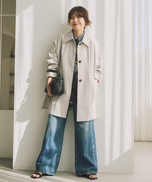 Spick & Span（スピックアンドスパン）の「T/Cギャバステンカラーハーフコート（ステンカラーコート・レディース・ベージュ系その他/ベージュ・38/36）」の4枚目の写真