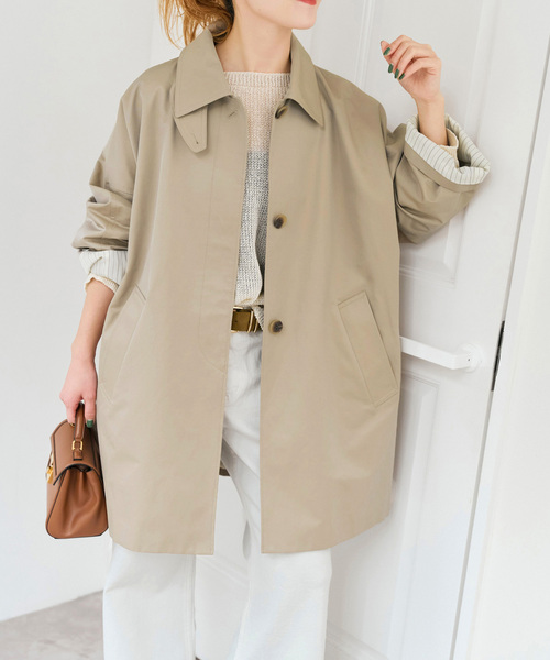 Spick & Span（スピックアンドスパン）の「T/Cギャバステンカラーハーフコート（ステンカラーコート・レディース・ベージュ系その他/ベージュ・38/36）」の7枚目の写真