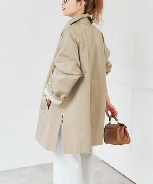 T/Cギャバステンカラーハーフコート（ステンカラーコート）｜Spick