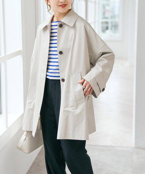 T/Cギャバステンカラーハーフコート（ステンカラーコート）｜Spick
