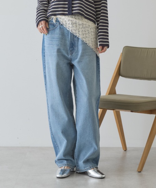 AMERICAN HOLIC(アメリカンホリック)の「カーブデニムパンツ(デニムパンツ・レディース・ライトインディゴブルー/グレー・L/S/M)」の1枚目の写真