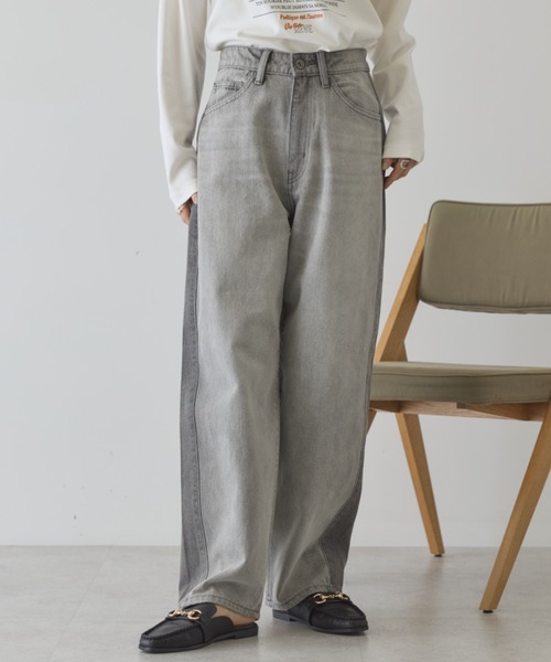 AMERICAN HOLIC(アメリカンホリック)の「カーブデニムパンツ(デニムパンツ・レディース・ライトインディゴブルー/グレー・L/S/M)」の2枚目の写真