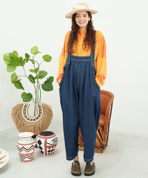 チャイハネ（チャイハネ）の「【チャイハネ】デニム刺繍サロペット（サロペット/オーバーオール・レディース・ブルー/ネイビー・FREE）」の12枚目の写真