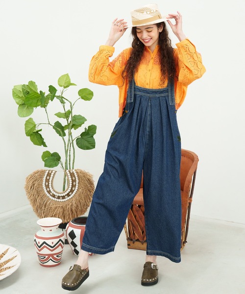 チャイハネ（チャイハネ）の「【チャイハネ】デニム刺繍サロペット（サロペット/オーバーオール・レディース・ブルー/ネイビー・FREE）」の14枚目の写真