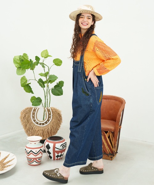 チャイハネ（チャイハネ）の「【チャイハネ】デニム刺繍サロペット（サロペット/オーバーオール・レディース・ブルー/ネイビー・FREE）」の15枚目の写真