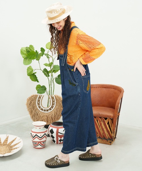チャイハネ（チャイハネ）の「【チャイハネ】デニム刺繍サロペット（サロペット/オーバーオール・レディース・ブルー/ネイビー・FREE）」の16枚目の写真