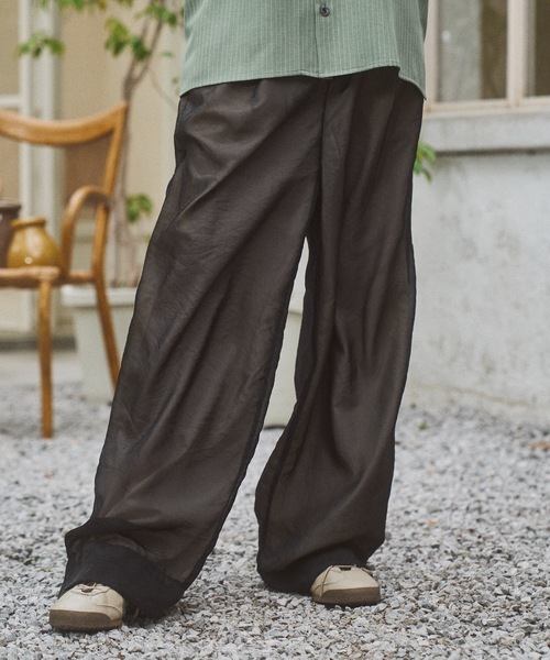 CASPER JOHN(キャスパージョン)の「Tulle layered slacks/チュールレイヤードスラックス(スラックス・メンズ・グレー/ブラック・X-SMALL/LARGE/MEDIUM/SMALL)」の3枚目の写真