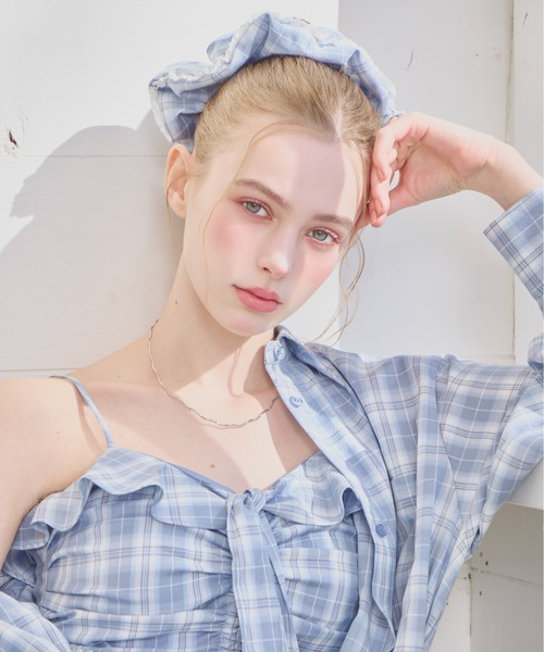 Heather（ヘザー）の「チェックボリュームシュシュ　656552（シュシュ・レディース・ブルー/ブラック/ベージュ/ネイビー・ONE SIZE）」の4枚目の写真