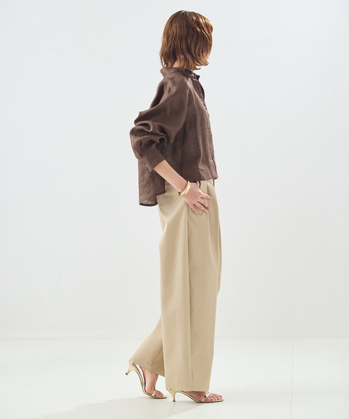 journal standard L'essage（ジャーナルスタンダードレサージュ）の「ヨーロピアンフラックス刺しゅうショートシャツ（シャツ/ブラウス・レディース・ブラウン系その他/オレンジ/ベージュ・FREE）」の6枚目の写真