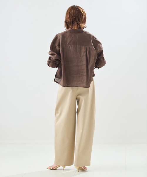 journal standard L'essage（ジャーナルスタンダードレサージュ）の「ヨーロピアンフラックス刺しゅうショートシャツ（シャツ/ブラウス・レディース・ブラウン系その他/オレンジ/ベージュ・FREE）」の7枚目の写真