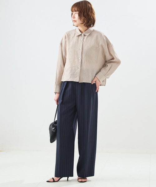 journal standard L'essage（ジャーナルスタンダードレサージュ）の「ヨーロピアンフラックス刺しゅうショートシャツ（シャツ/ブラウス・レディース・ブラウン系その他/オレンジ/ベージュ・FREE）」の11枚目の写真