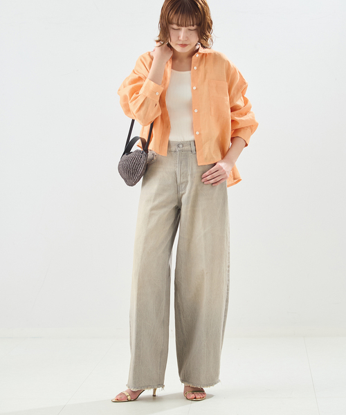 journal standard L'essage（ジャーナルスタンダードレサージュ）の「ヨーロピアンフラックス刺しゅうショートシャツ（シャツ/ブラウス・レディース・ブラウン系その他/オレンジ/ベージュ・FREE）」の16枚目の写真