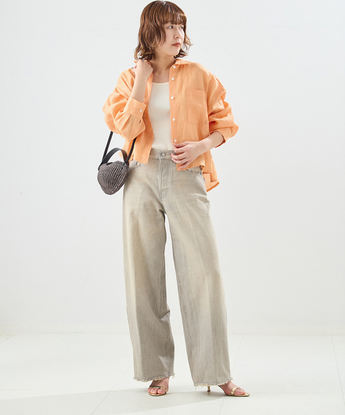 journal standard L'essage（ジャーナルスタンダードレサージュ）の「ヨーロピアンフラックス刺しゅうショートシャツ（シャツ/ブラウス・レディース・ブラウン系その他/オレンジ/ベージュ・FREE）」の17枚目の写真