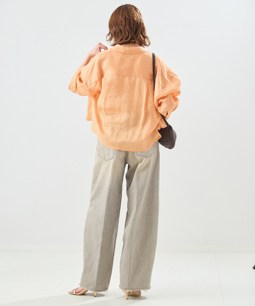 journal standard L'essage（ジャーナルスタンダードレサージュ）の「ヨーロピアンフラックス刺しゅうショートシャツ（シャツ/ブラウス・レディース・ブラウン系その他/オレンジ/ベージュ・FREE）」の18枚目の写真