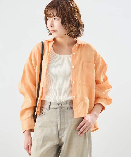 journal standard L'essage（ジャーナルスタンダードレサージュ）の「ヨーロピアンフラックス刺しゅうショートシャツ（シャツ/ブラウス・レディース・ブラウン系その他/オレンジ/ベージュ・FREE）」の19枚目の写真