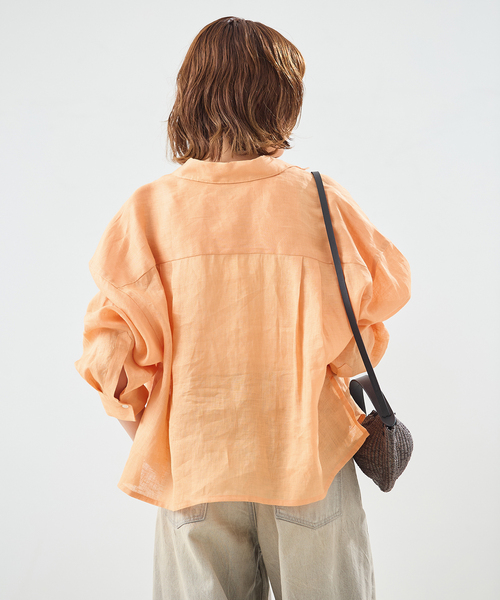 journal standard L'essage（ジャーナルスタンダードレサージュ）の「ヨーロピアンフラックス刺しゅうショートシャツ（シャツ/ブラウス・レディース・ブラウン系その他/オレンジ/ベージュ・FREE）」の20枚目の写真