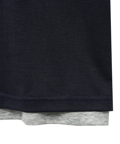 NOIRER(ノイア)の「レイヤードヘンリーネックハーフスリーブTシャツ(ネイビーグレー)(Tシャツ/カットソー・メンズ・その他・48/50/52)」の5枚目の写真