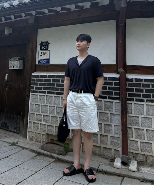 NOIRER(ノイア)の「レイヤードヘンリーネックハーフスリーブTシャツ(ネイビーグレー)(Tシャツ/カットソー・メンズ・その他・48/50/52)」の7枚目の写真