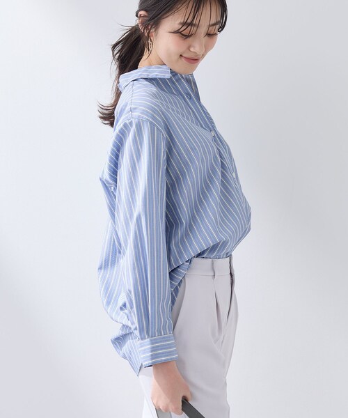 INDIVI（インディヴィ）の「【羽織りとしても活躍】ベーシックレギュラーシャツ（シャツ/ブラウス・レディース・グレー系2/ブルー系7/ブラック/ホワイト・13/05/36/38）」の18枚目の写真