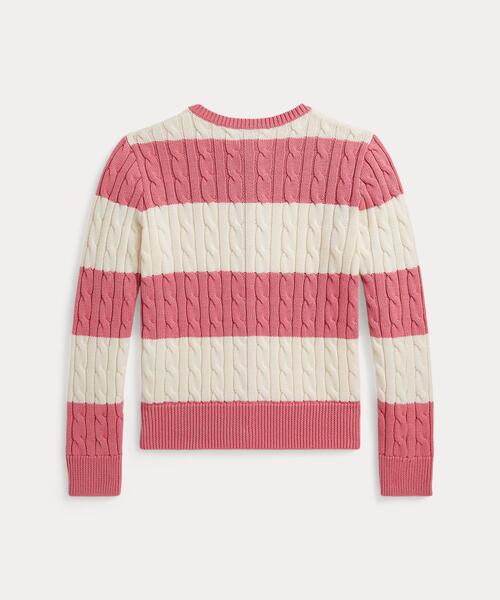 POLO RALPH LAUREN CHILDRENSWEAR(ポロ ラルフ ローレン チルドレンズウェア)の「ストライプド ケーブル コットン カーディガン(カーディガン/ボレロ・キッズ・ピンク・XL/M/L/S)」の4枚目の写真