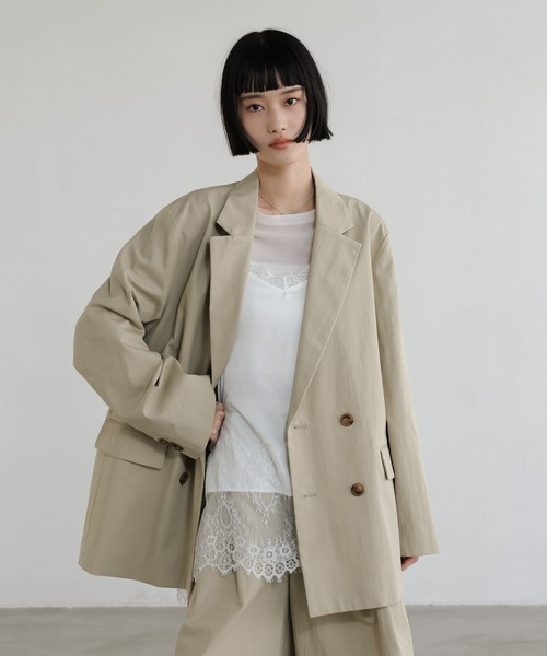 LOWRYS FARM(ローリーズファーム)の「C/Nダブルジャケット 639546(その他アウター・レディース・ベージュ/ネイビー・FREE)」の6枚目の写真