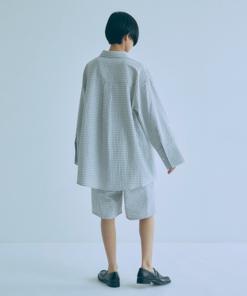 EN NEUME(エンノイム)の「【Set Up】Soft Seersucker Check Shirt(シャツ/ブラウス・レディース・ブルー/アイボリー/ベージュ・FREE)」の14枚目の写真
