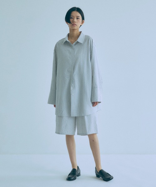 EN NEUME(エンノイム)の「【Set Up】Soft Seersucker Check Shirt(シャツ/ブラウス・レディース・ブルー/アイボリー/ベージュ・FREE)」の11枚目の写真