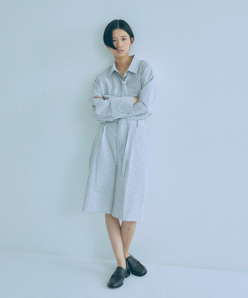 EN NEUME(エンノイム)の「【Set Up】Soft Seersucker Check Shirt(シャツ/ブラウス・レディース・ブルー/アイボリー/ベージュ・FREE)」の7枚目の写真