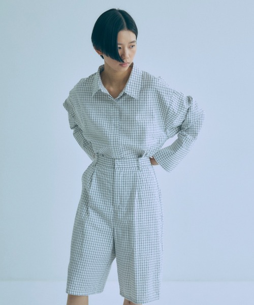 EN NEUME(エンノイム)の「【Set Up】Soft Seersucker Check Shirt(シャツ/ブラウス・レディース・ブルー/アイボリー/ベージュ・FREE)」の10枚目の写真