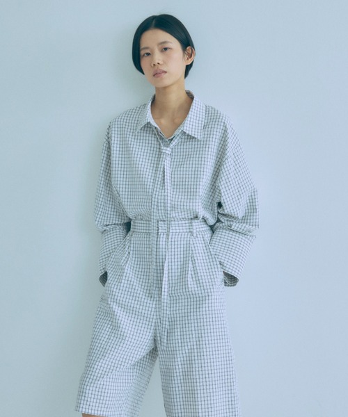 EN NEUME(エンノイム)の「【Set Up】Soft Seersucker Check Shirt(シャツ/ブラウス・レディース・ブルー/アイボリー/ベージュ・FREE)」の4枚目の写真
