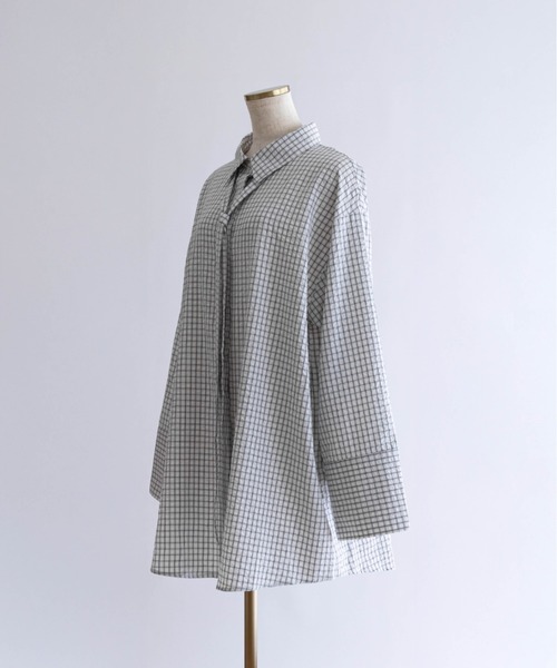 EN NEUME(エンノイム)の「【Set Up】Soft Seersucker Check Shirt(シャツ/ブラウス・レディース・ブルー/アイボリー/ベージュ・FREE)」の16枚目の写真