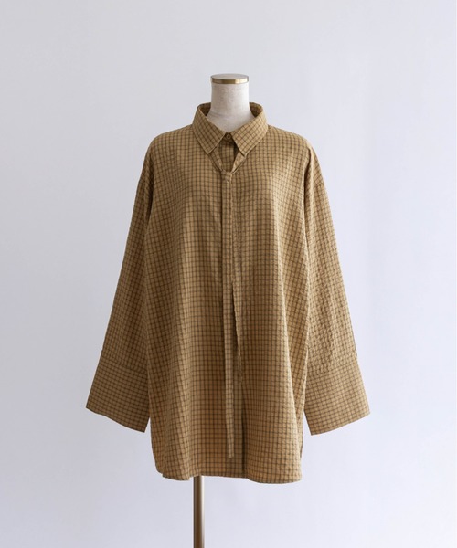 EN NEUME(エンノイム)の「【Set Up】Soft Seersucker Check Shirt(シャツ/ブラウス・レディース・ブルー/アイボリー/ベージュ・FREE)」の20枚目の写真