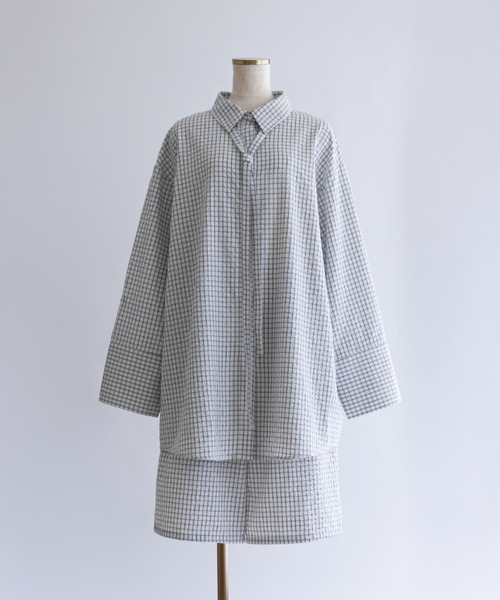 EN NEUME(エンノイム)の「【Set Up】Soft Seersucker Check Shirt(シャツ/ブラウス・レディース・ブルー/アイボリー/ベージュ・FREE)」の19枚目の写真
