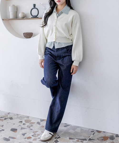 CLEAR BASIC（クリアベーシック）の「ハートボタンVネックニットカーディガン（カーディガン/ボレロ・レディース・アイボリー/杢グレー/ラベンダー/ブラック・F）」の19枚目の写真