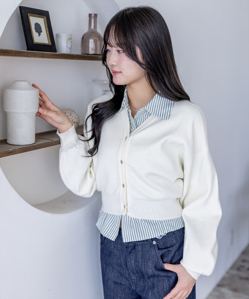 CLEAR BASIC（クリアベーシック）の「ハートボタンVネックニットカーディガン（カーディガン/ボレロ・レディース・アイボリー/杢グレー/ラベンダー/ブラック・F）」の18枚目の写真