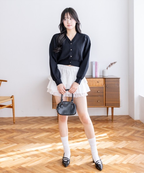 CLEAR BASIC（クリアベーシック）の「ハートボタンVネックニットカーディガン（カーディガン/ボレロ・レディース・アイボリー/杢グレー/ラベンダー/ブラック・F）」の20枚目の写真