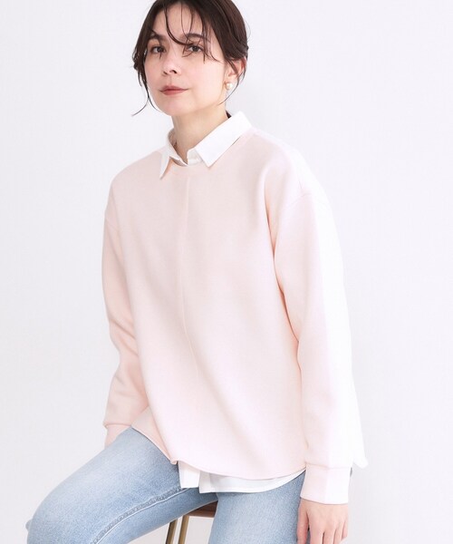 OPAQUE.CLIP（オペークドットクリップ）の「リラクシーボリュームスリーブトップス【洗濯機OK】（Tシャツ/カットソー・レディース・ブラック/グレー/ホワイト/ピンク・42/40/38/36）」の4枚目の写真